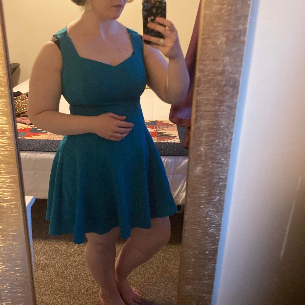 Sleeveless Teal Fit & Flare Dress